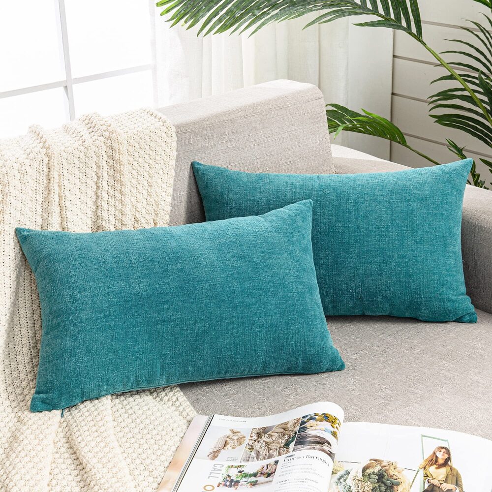 1964 Decorative Rectangle Throw Pillow Covers 12"x20" Inch Set of 2, Soft